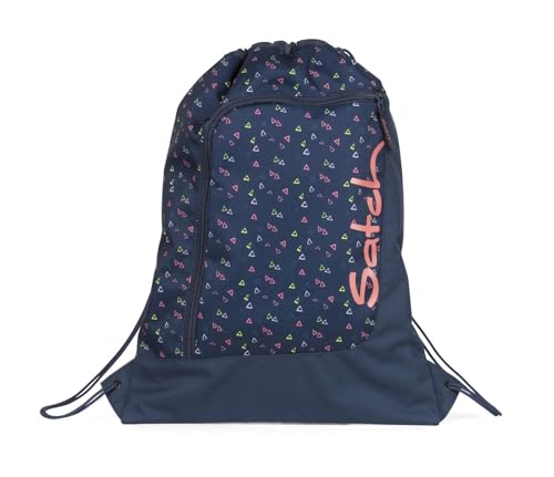 Satch Sportbeutel Turnbeutel für Mädchen und Jungen mit Reißverschlussfach, 12 Liter, Rucksack fixierbar Funky Friday - Dunkelblau