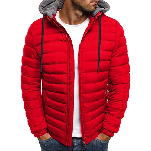 Generisch Steppjacke Herren Winter Daunenjacke Thermo Dicke Winterjacke Warmer Schwergewicht Jacket mit Kapuze Langarm Herrenjacke Classic Einfarbige Mantel Fashion Bequeme Kapuzenjacke