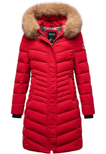 REPUBLIX Damen Gefütterte Dicke Glanz Winter Jacke Mantel Parka mit Kapuze RJ-8015 Rot S