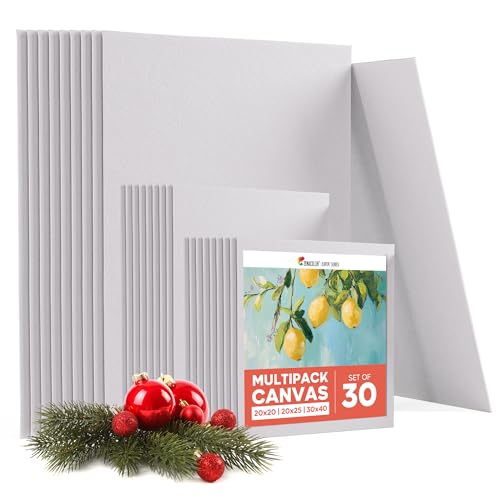 Zenacolor Leinwand Zum Bemalen 3 Größen (30 Stück) - Leinwände Set 280 g/m² 100% Baumwolle - Für Acrylfarbe, Ölmalerei, Gouache