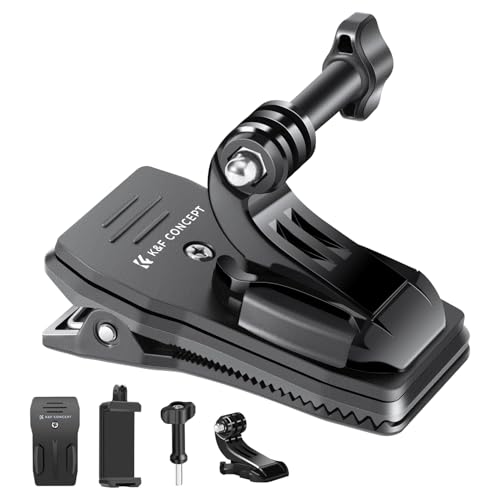 K&F CONCEPT Rucksack Schultergurt Halterung mit 360° Verstellbares Schulterpolster für GoPro Hero 13/12/11/10/9/8/7/6 Black, DJI Osmo Action 6/5 Pro/4/3, DJI Osmo Pocket 3 und Insta360 X5/X4