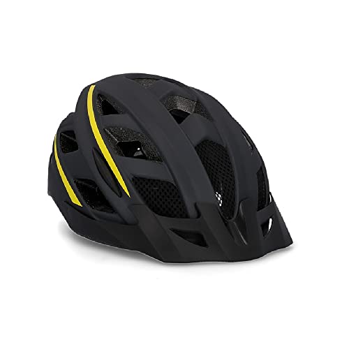 FISCHER Erwachsene Fahrradhelm, Radhelm, Cityhelm, Mountainbike-Helm Urban Montis, S/M, 52-59cm, schwarz-gelb, mit beleuchtetem Innenring-System