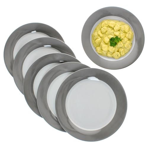 MamboCat 6er Set Variant Grau Speiseteller I farbige Porzellan-Essteller für 6 Personen I Bunte große Teller für Hauptmahlzeiten beim Frühstück, Mittag, Kaffee & Abendbrot