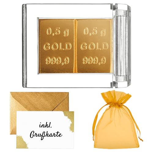 Gold als Geschenk - Goldbarren 2x 0,5g in hochwertiger Kapsel - Echtheitsgarantie - Feingold 999.9