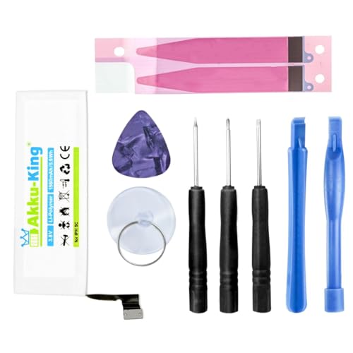 Akku-King Akku kompatibel mit iPhone 5C - Li-Polymer 1560mAh - mit Öffnungswerkzeug/Klebestreifen