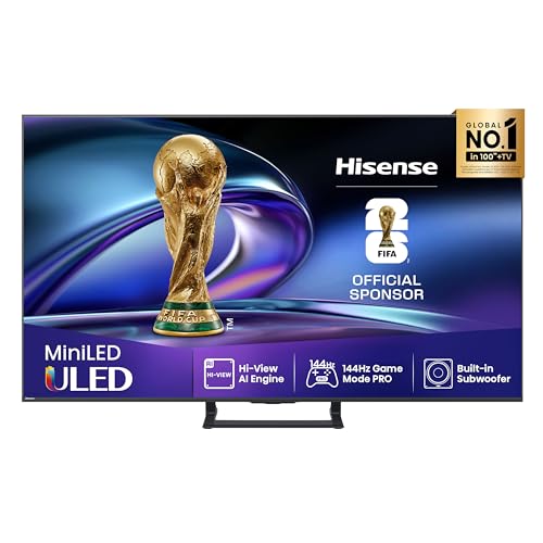 Hisense 55E89Q Fernseher, 55 Zoll (139cm), 4K ULED Mini LED, Smart TV, 144Hz Game Mode PRO, Hi-View AI Engine, AI Smoothmotion, Built-in Subwoofer, Dolby Vision.Atmos, Filmmaker Mode, Hi-Concerto