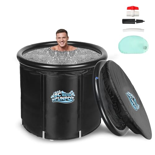 Eisbaden Tonne eistonne Ø85x75cm 5-Schichten Isoliertechnik​ – Mobiles Kältetherapie-Fass mit Abflussventil gegen Muskelkater/Gelenkschmerzen – eisbad 350L Fass Outdoor-tauglich für Garten/Gym ​XL