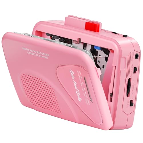 Tragbarer Kassettenspieler und Kassettenrekorder mit AM/FM-Radio, integriertem Lautsprecher, Kopfhöreranschluss und Gürtelclip