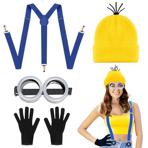 Ctxtqtdt Minio Costume Erwachsener, Halloween Kostüm Erwachsener, Film Kostüm, Minio Cosplay Carnaval Halloween Bekleidungsset (B)