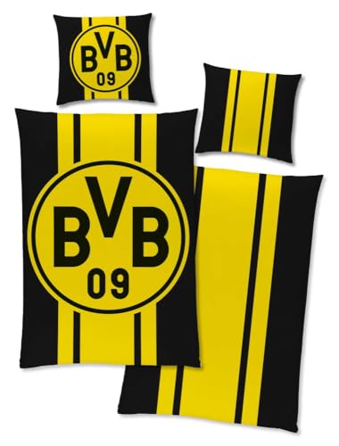 Dortmund Borussia Wendebettwäsche Classic schwarzgelb Streifendesign 135 x 200 cm Bettwäsche BVB 09
