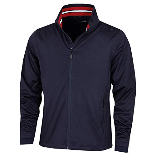 Calvin Klein Herren Kragen Details Wasserdichte Golfjacke - Marine/Rot - M