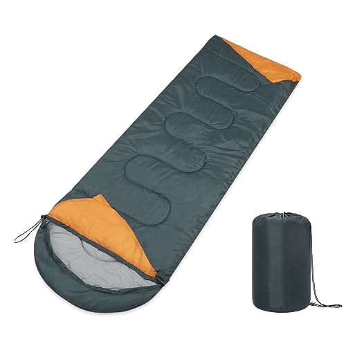 Paco Home Schlafsack Outdoor Waschbar Atmungsaktiv Erwachsene Kinder Sommer Winter Deckenschlafsack Camping Reisen, Farbe:Anthrazit-Gelb, Größe:220x70x6cm