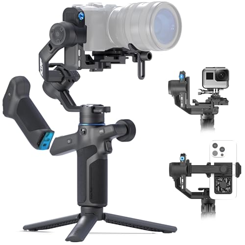 FeiyuTech [Offiziell] SCORP Mini 3 Pro All-in-One Gimbal – 3-Achsen Stabilizer mit abnehmbarem Fernbedienungsgriff, AI Gesichtserkennung & Vertikalmodus, für Canon/Sony/Fujifilm/Nikon/Handy/Actioncam
