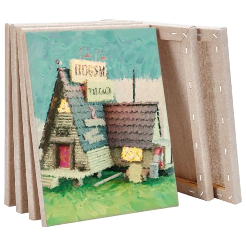 INTERWARM 6 Packung Klar Grundiertes Leinen Canvas 25x20x1.5cm Professionelle Mit Öl Grundierte Leinenplatten Langlebige Leinwand Malplatten Mit Mittlerer Textur Für Öl Acryl Pastelle Und Alkydfarben