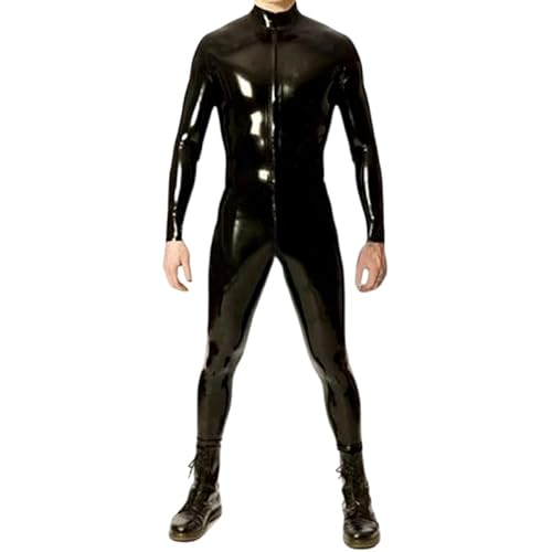 GAYLOP Latex Gummi Herren Catsuit Bodysuit Enganliegender Anzug Handgefertigter Customes Jumpsuit-Schwarz-L