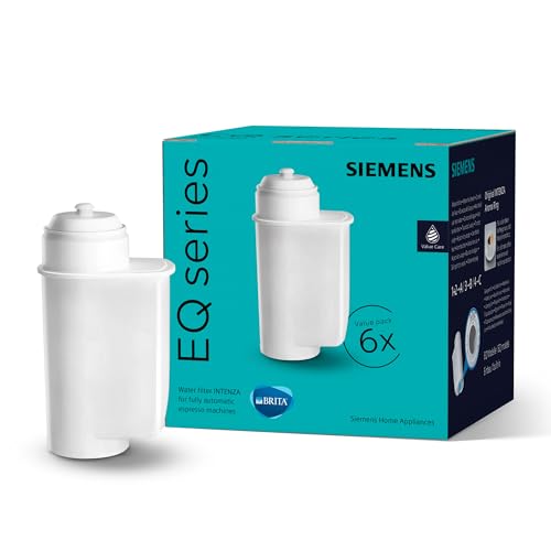 Siemens TZ70063A Brita Intenza Wasserfilter, reduziert Kalkgehalt im Wasser, für EQ.Serie und Einbauvollautomaten, 6 Stück, weiß