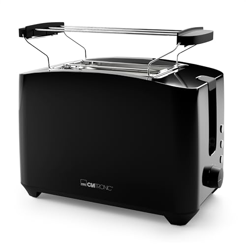 Clatronic, 2-Scheiben-Toaster mit Auftau-, Aufwärm- und Schnell-Stop-Funktionen, Brötchenwärmer und mehr, TA3801, Schwarz