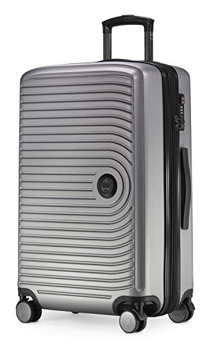 Hauptstadtkoffer Mitte - Mittelgroßer Hartschalenkoffer, TSA, 4 Rollen, Check-In Gepäck mit 8 cm Volumenerweiterung, 68 cm, 88 L, Silbermatt