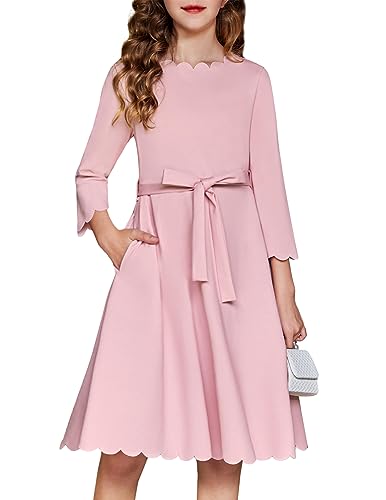 Arshiner Mädchenkleid Prinzessin Herbst Elegant Festliches Kinder Kleid Festzug Kleider Hochzeit Partykleid Cocktailkleid Rosa 120