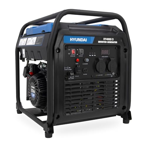 HYUNDAI Inverter Stromerzeuger HY4000i D, Generator mit 3.8 kW max. Leistung, Benzin Notstromaggregat, Stromgenerator, sparsam, leicht und mobil