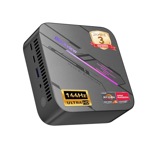 Blackview MP100 Mini PC AMD Ryzen 7430U, 144Hz 4K 3 Display Desktop PC, AMD Radeon Graphics,16GB RAM 512GB PCIE 3.0, Win 11 Pro, Wi-Fi 6/BT 5.2, 3 Jahre Garantie, Mini PC für Homeoffice/Spiele/Büro