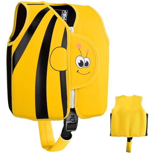 Fuqiduo Schwimmweste Kinder, Schwimmhilfe aus Neopren & EPE - mit Verstellbarem Schrittgurt für Mädchen/Jungen Wassersport
