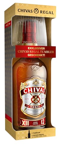 Chivas Regal 12 Years Old Blended Scotch Whisky, inklusive gebrandetem Tumbler-Glas in edler Geschenk-Verpackung, für genussvolle Abende, 40% Vol., 0,7 l
