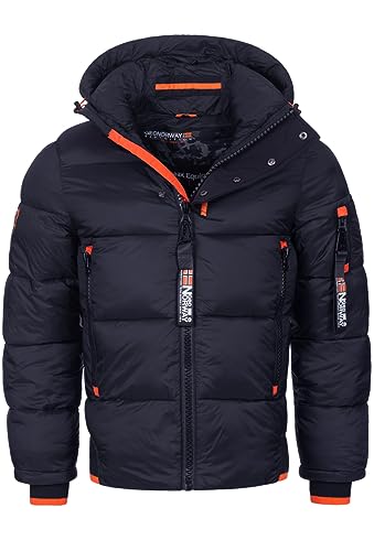 Geographical Norway Herren Winter Jacke warm gefüttert Parka Steppjacke Outdoor gesteppt Neu Warm gesteppt PUFFER FvS Production H-H, Farbe:Navy, Größe:L