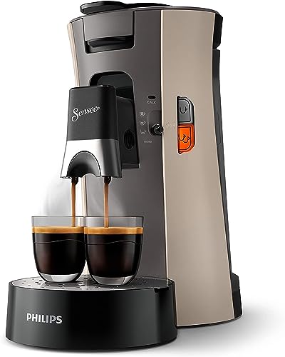 Philips Senseo Select CSA240/30 Kaffeepadmaschine - Kaffeestärkewahl Plus, Memo-Funktion, aus recyceltem Plastik, 1450 Watt, 0.9L, 31 x 15.5 x 31 cm, Beige