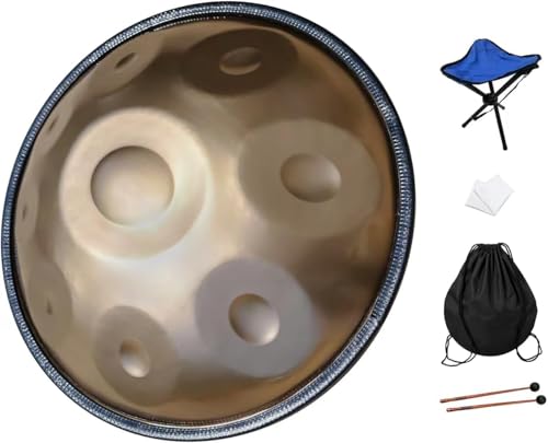 GLADFRESIT Handpan 18 Zoll, 9 Töne, G-Moll 440 Hz – inkl. Ständer, Tasche, langlebige Schlägel & Staubtuch