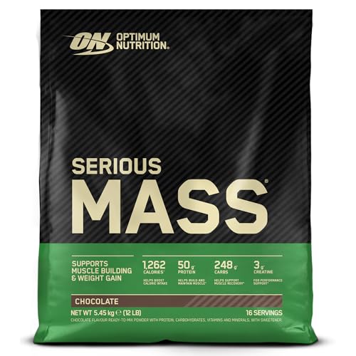 Optimum Nutrition Serious Mass Weight Gainer Pulver, Geschmack Schokolade, 5.45kg, 16 Portionen