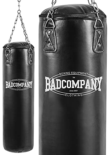 Bad Company Boxsack inkl. Heavy Duty Vierpunkt-Stahlkette I Vinyl Punching Bag, ungefüllt I 150 x 35 cm