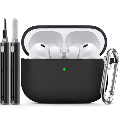Inesore Compatible with AirPods Pro 3 Hülle with Cleaning Kit, Silicone Protective Case Cover for Apple Air Pods Pro 3rd (2025), Unisex Design - Black