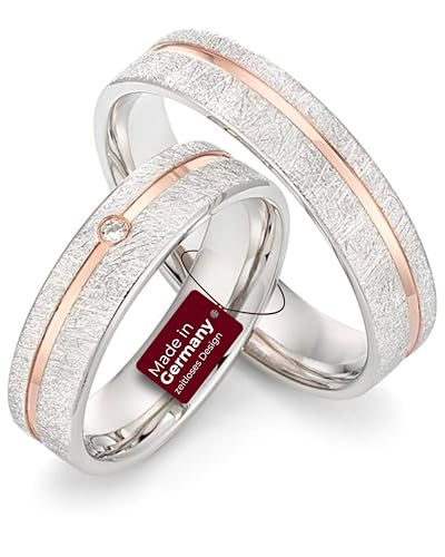 123traumringe Eheringe in 925 Silber I Partnerringe mit Etui & Gravur I Damenring mit 1 Brillant I Ringgröße 50-62 mm / 54-72 mm I Hochwertige Verlobungsringe in 5 mm Breite & 1,5 mm Stärke I P44