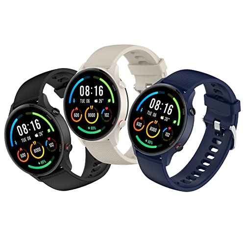 SenMore 3 Stücks 22mm Armband Kompatibel Mit Xiaomi Mi Watch/S1/S1 Active/Color Sport - Weiches Silikon Ersatzband für Smartwatch