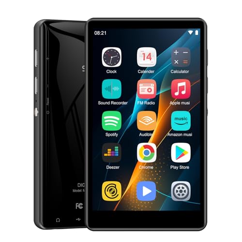 SWOFY 80GB MP3 Player mit Bluetooth & WiFi, SWOFY Hi-Fi 4.0 Inch Touchscreen MP4 Player, Android MP3 Player with Spotify, Amazon Music, FM Radio, Recorder, E-Book, Browser (Schwarz/Blau)