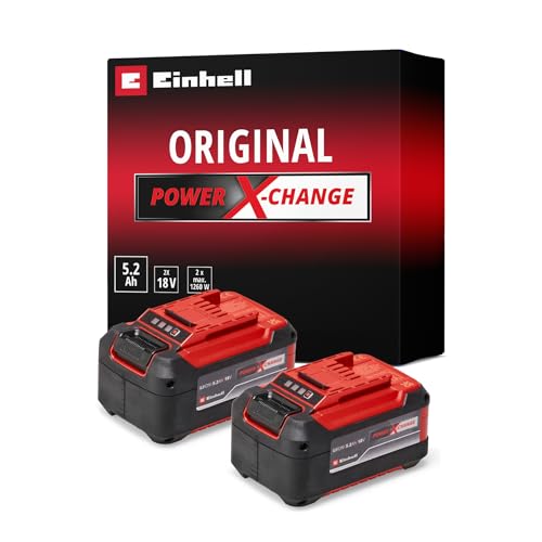 Original Einhell Akku PXC-Twinpack 5,2 Ah Power X-Change (Li-Ion, 18 V, 2X 5,2 Ah-Akkus, universell für alle PXC-Geräte, proaktives Batteriemanagement, angepasste Ladezyklen)