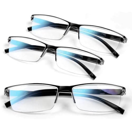 COJWIS 3 pack Lesebrille Herren Damen mit Blaulichtfilter Augenoptik Brille Lesehilfe Federscharniere Computerbrille für Herren Damen (3 Schwarz, 3.00, x)