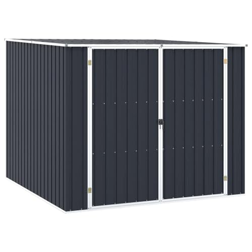 vidaXL Gerätehaus ohne Boden Doppeltür Schrägdach Geräteschuppen Schuppen Gartenhaus Gartenschuppen Anthrazit 195x198x159cm Verzinkter Stahl