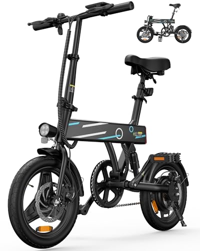 Finbike Klapprad E-Bike 14 Zoll, 250W Hochleistungsmotor, 7.8Ah Akku, 3h Schnellladung, 45km Reichweite, Elektro klapprad für 3 Fahrradmodi, Foldable Electric Bike für Erwachsene
