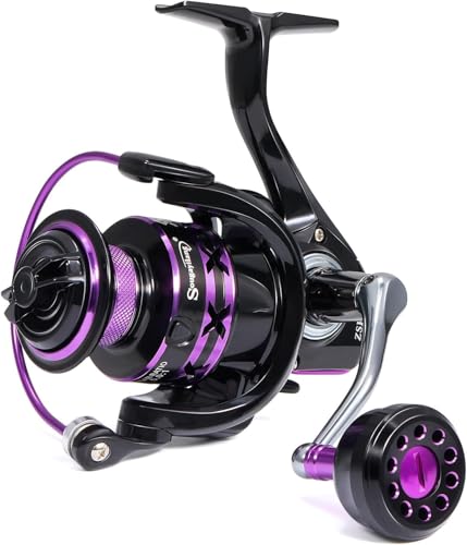 Yun Nong Spinnrolle zum Karpfenangeln, 5.0:1 Übersetzung, Ultra glatt, leicht, mit 12 + 1 Kugellager, langlebige Angelrolle für Süßwasserangler (lila)