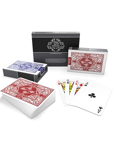 Bullets Playing Cards, wasserfeste Plastik Spielkarten, Bridge Size, Standard Index, inklusive Cut-Card -Pokerkarten Kartenspiel Kartendeck Skatkarten im Doppelpack, 2 Eckzeichen