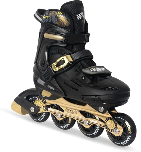 Nattork Inline Skates für Kinder und Erwachsene, 4 Größen Verstellbar Kinder Inliner, Renndesign Inline Skates für Damen Herren (Goldene, L (37-40))