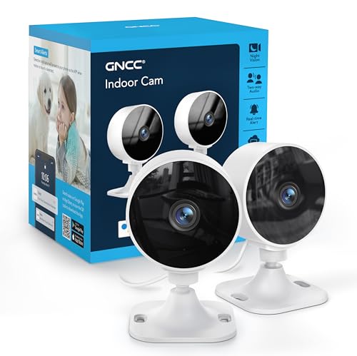 GNCC GC3 überwachungskamera Innen mit Nachtsicht, 1080P HD WLAN Indoor Kamera, Zwei-Wege-Audio, PIR Bewegungserkennung, Cloud & SD Speicher, Kompatibel mit Alexa & Google Home, 2.4Ghz WiFi, 2-Pack