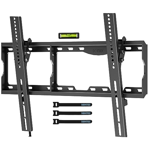 BONTEC TV Wandhalterung Neigbar für 17-86 Zoll Fernseher, bis zu 75 kg, VESA 75x75-600x400mm, flach zur Wand 30mm, inkl. Wasserwaage, Kabelbinder, einfache Installation