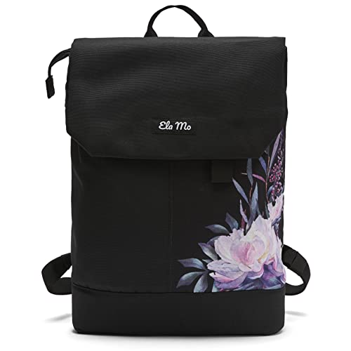 Ela Mo Rucksack Damen - Daypack schön u. durchdacht - Laptop Rucksäcke für Frauen - Anti Diebstahl Tasche für Schule, Uni, Business (Beauty in Darkness)