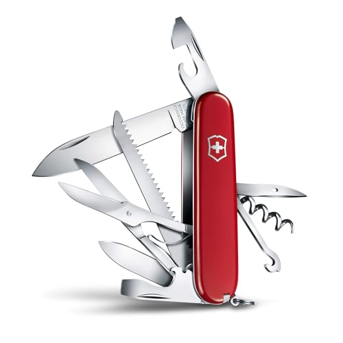Victorinox Schweizer Taschenmesser Huntsman, Multitool, Swiss Army Knife mit 15 Funktionen, Klinge, Korkenzieher, Dosenöffner, Rot