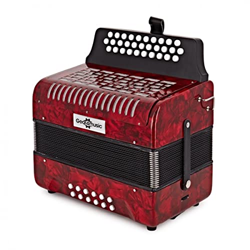 Gear4music Diatonisches Knopfakkordeon 12 Bass mit Hartschalenkoffer