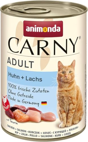animonda Carny Adult Huhn + Lachs (6 x 400 g), Katzennassfutter für ausgewachsene Katzen, Nassfutter mit 100 % frischen, fleischlichen Zutaten, Katzenfutter ohne Getreide und Zucker