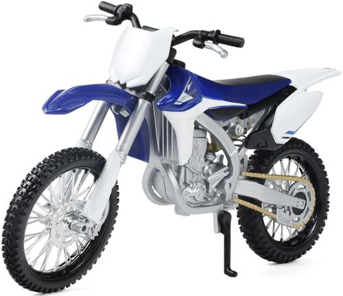 Risopen 1:12 Skala Dirt Bike kompatibel für Yamaha YZ450f Motorradmodell Mini Supercross Motocross Moto Model Collection oder Geschenk für Erwachsene Kind Junge(blau)